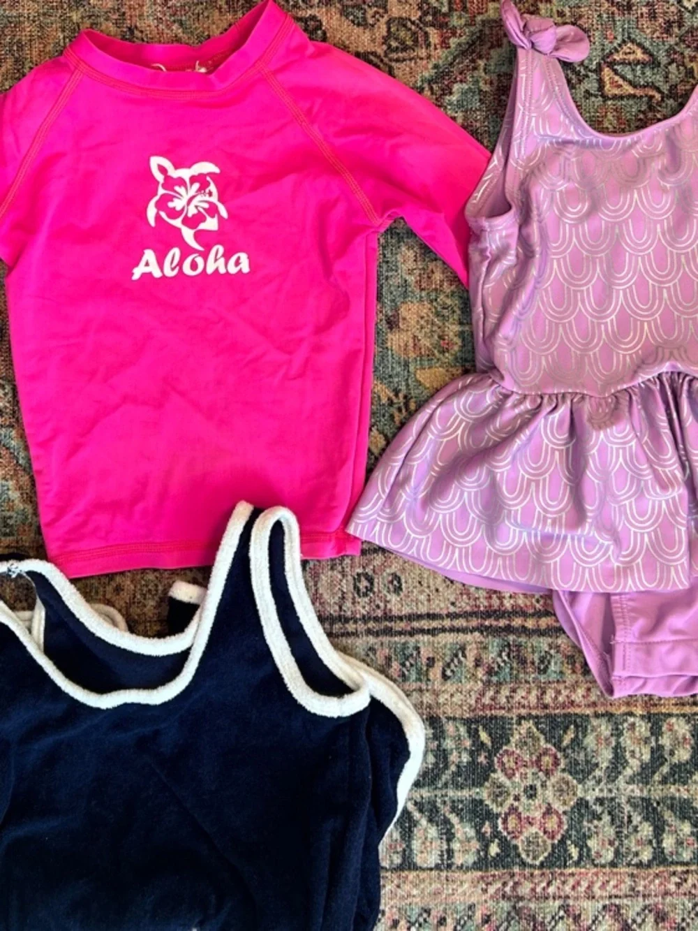 Cat & Jack girls summer purple swim suit bundle